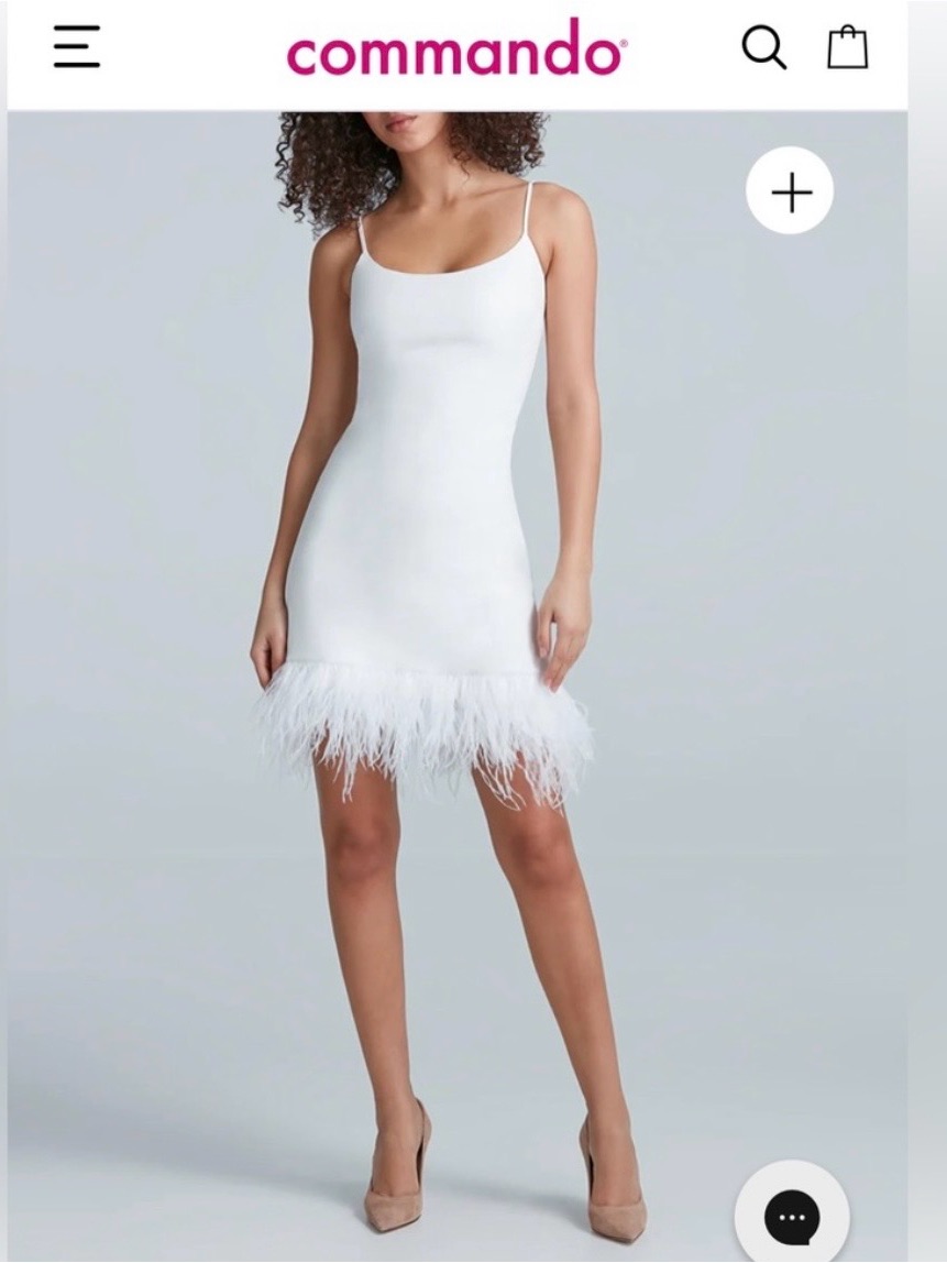 Commando White Feather-Hem Slip Dress-Gorgeous! Size Large-New W/ Tag
